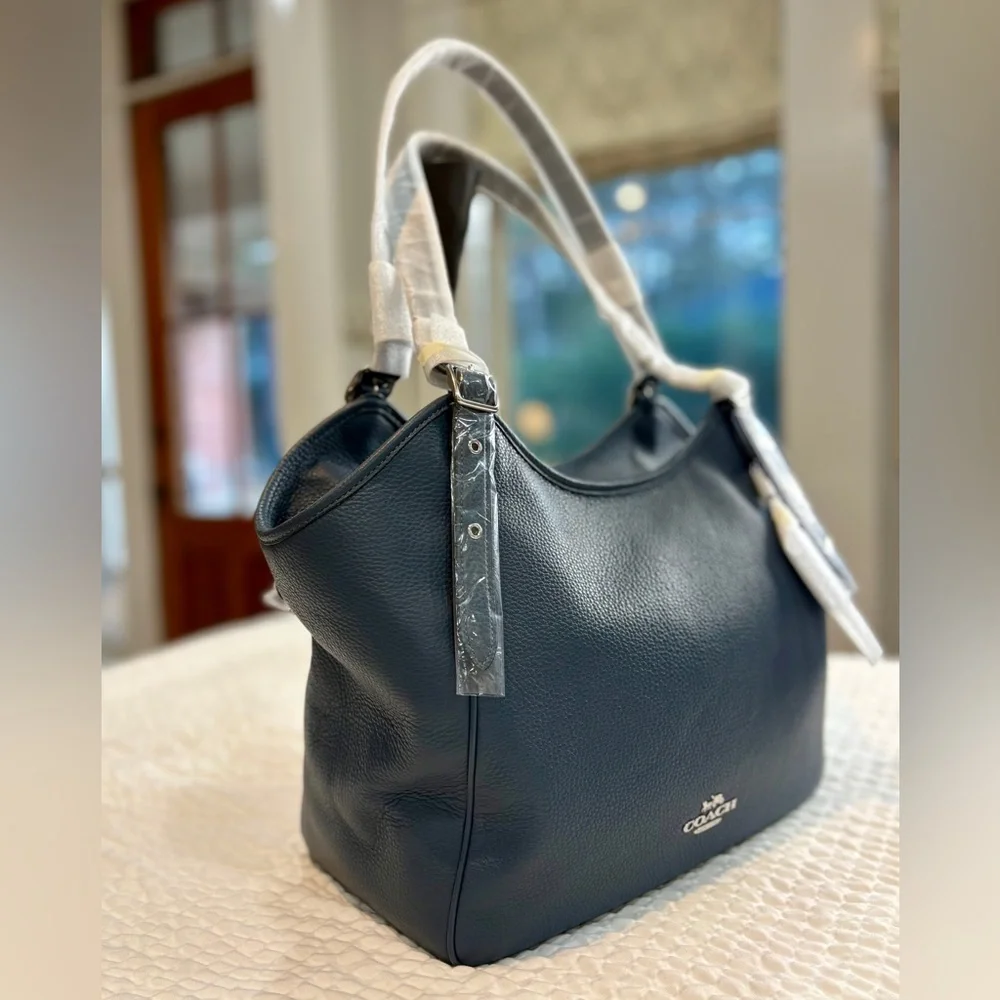 Coach Meadow New with Tags Denim Pebbled Leather Shoulder Bag + authenticity 📝 - Picture 14 of 16